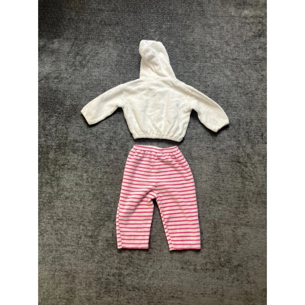 Kissy‎ Kissy 2-Piece Fleece Outfit Set Baby 12-18 White Pink Striped Snap Front